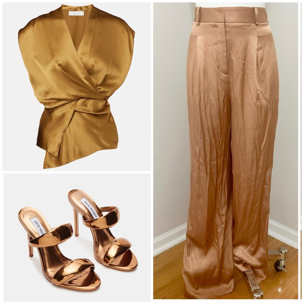 Zara Gold Wide Leg Pants